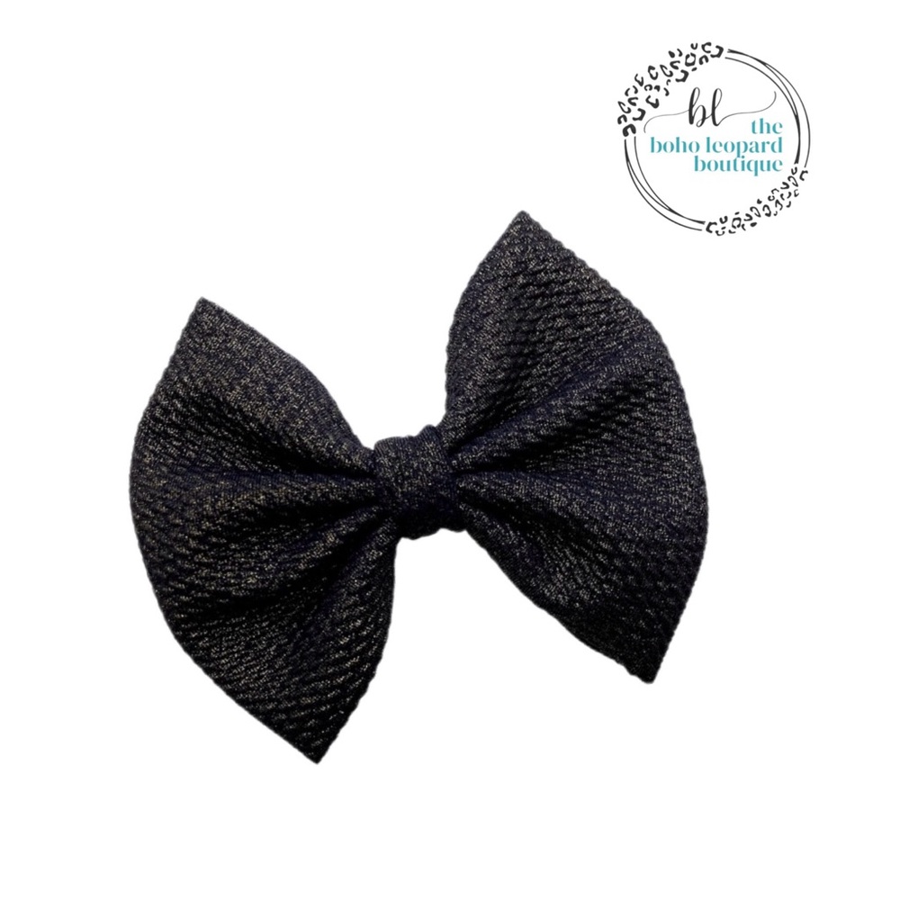 Baby Girl Black and Gold Shimmer Hair Bow